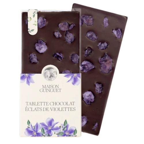 Tablette chocolat noir aux fleurs de violette cristallisées 70grs