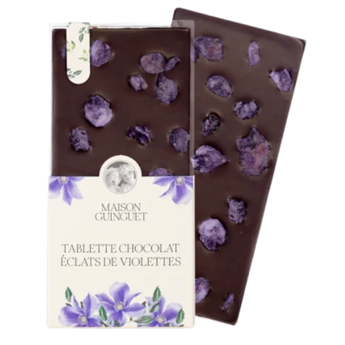Tablette chocolat noir aux fleurs de violette cristallisées 70grs